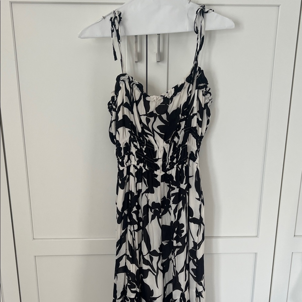 Black and White wide leg jumpsuit.